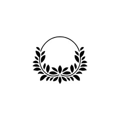 Elegant Laurel Wreath Emblem on White Background