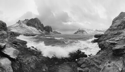 Stormy Seas Crashing Against Rugged Coast