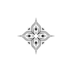 Fototapeta premium Elegant Floral Mandala Ornament in Black and White on White Background