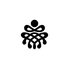 Abstract Black Knot Symbol on White Background