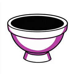 Mauve Bowl with Starry Dark Liquid Pixel Art Illustration