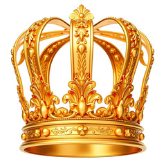 Ornate Gold Crown Gleaming Richly Isolated on White. AI Generated