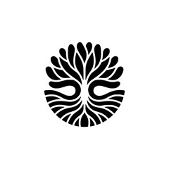 Stylized Tree of Life Logo - Minimalist Black and White Symbol