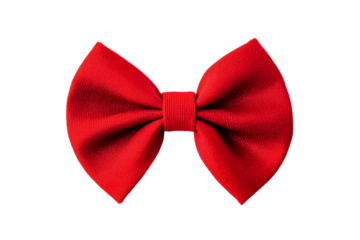 Elegant red bowtie accessory, formal neckwear item, cut out transparent