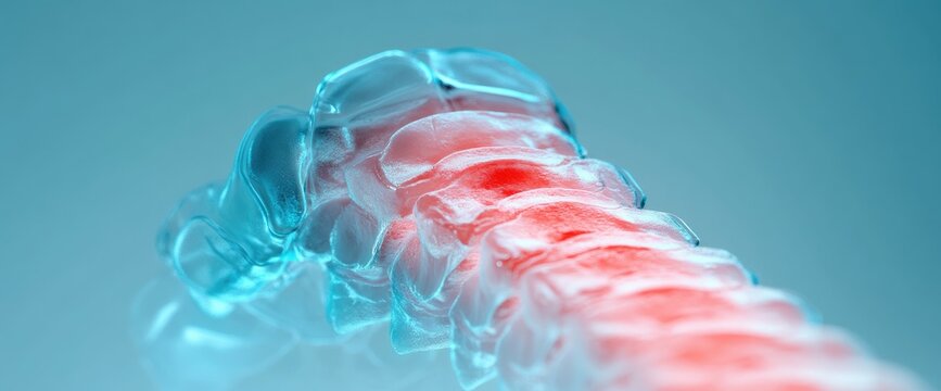 Spinal pain Backbones in blue, with an inflamed, red segment