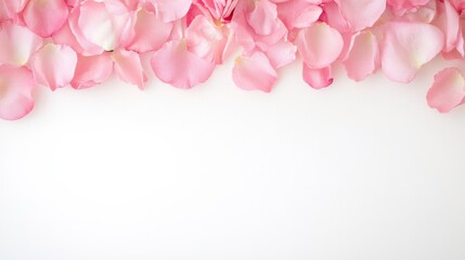 Elegant pink rose petals decorate a blank canvas romantic setup floral photography soft light aesthetic appeal
