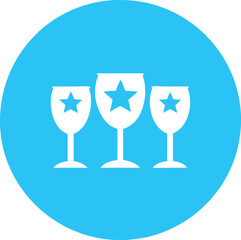 three glasses are black background with star top