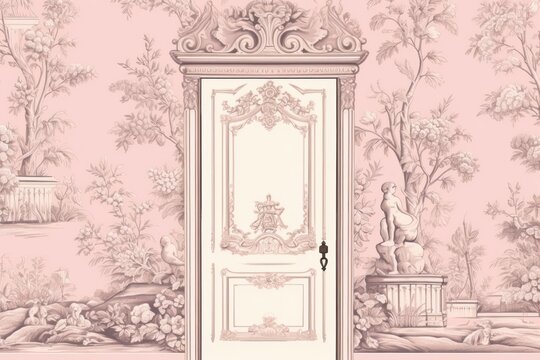 Fototapeta Door gate wallpaper drawing sketch.