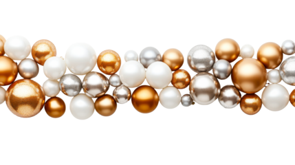 Elegant gold, silver, and white ornaments arrangement, cut out transparent