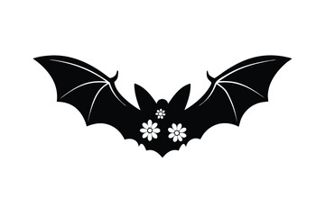 Fototapeta premium bat-wings-with-flowers-silhouette.eps