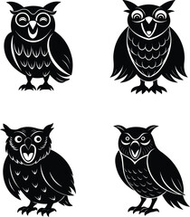 Extinct bird laughing Owl silhouette vector illustration