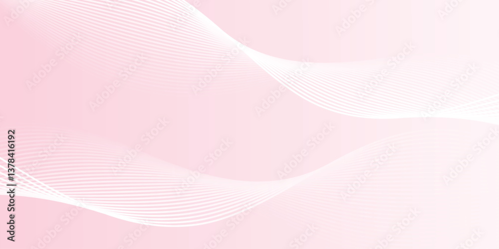 Wall mural pink gradient abstract background with modern white wavy lines vector design