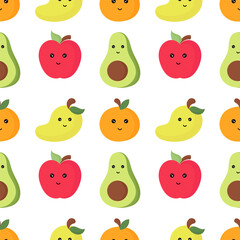 Naklejka premium seamless pattern of fruit character illustrations