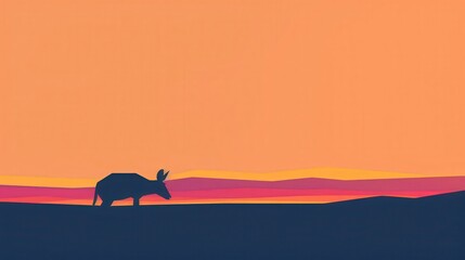 Aardvark Silhouette at Sunset, African aardvark at sunset in the savanna
