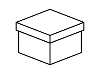 postal parcel box outline, carton shipping box line, brown corrugated box, cardboard postage box for transportation