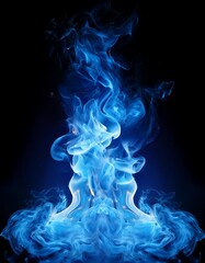 黒い背景と中心で燃えている青い炎