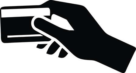 Obraz premium Silhouette Style Hand Holding a Card with Transparent Background