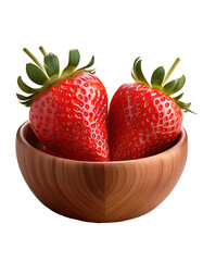 Fresh, luscious strawberries in a wooden bowl, perfect for food styling and beverage design.