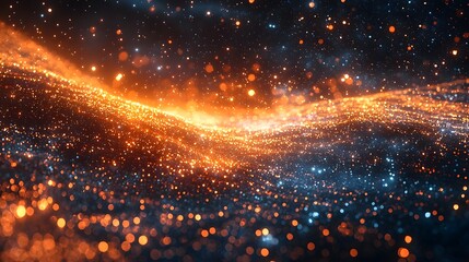 Obraz premium Cosmic Quantum Computing Glowing with Stars and Nebula