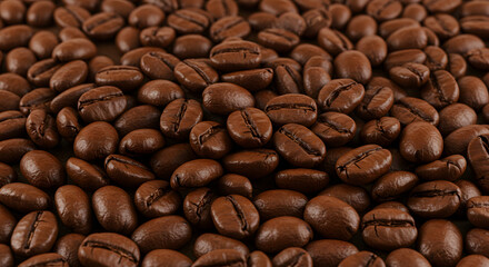 Obraz premium Roasted Coffee Beans Close-Up Texture