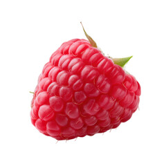 Fresh, juicy raspberry with vibrant green leaf, perfect for food styling and packaging design, isolated image.