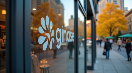 A glass window displaying the logo "Danire" with a city street reflection.