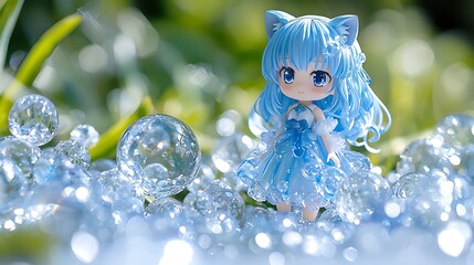 Cute Figure in Blue Dress