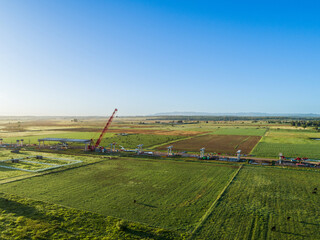 Singleton Bypass under construction first girders placed and crane working on bridge building