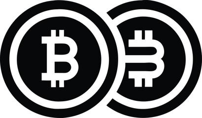 Obraz premium Two Black Coins with White Bitcoin Symbol Overlapping on Transparent Background