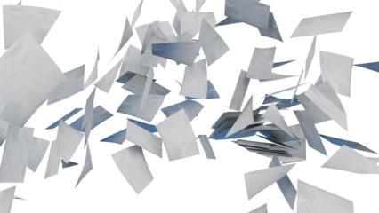 papers explosion isolated on white background