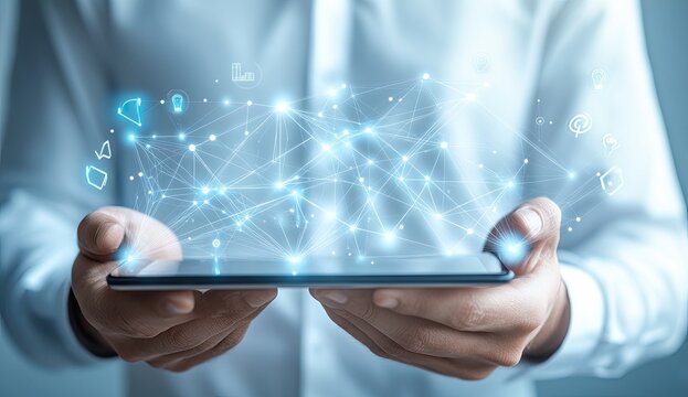 Digital network displayed on a tablet (1) - Powered by Adobe