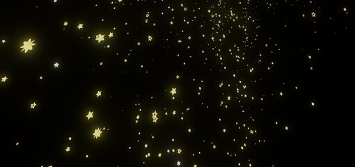 Sparkling gold stars on a black backdrop. Perfect for holidays, celebration, and magic themes.