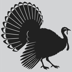 A turkey fanning its feathers  image silhouette design vector art and illustration