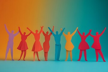 Colorful Paper People Teamwork Hopeful Community Together