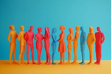 Obraz premium Colorful Paper People Teamwork Illustration16