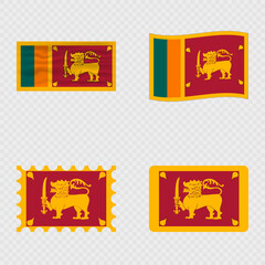 Obraz premium Sri Lanka national flag in four different styles.