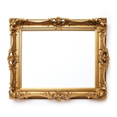 Baroque frame vintage rectangle photo white background.
