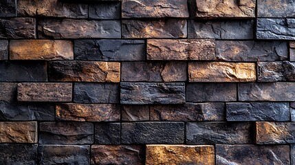 Dark Brown Black Bronze Stone Brick Wall Texture