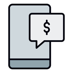 SMS Payment Icon. Mobile finance symbol. Secure online transactions and fintech security - stock vector. Filled Line Icon