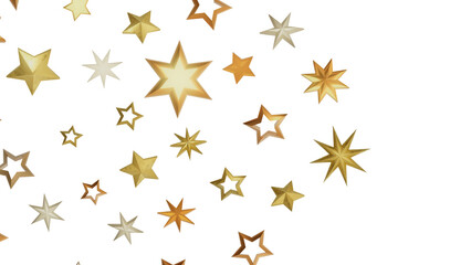 A captivating abstract design featuring golden stars of various sizes scattered across a black...