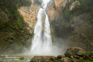 Waterfall rich in water on Bliha river near Sanski Most