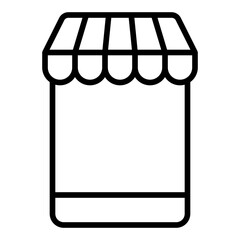 Online Shop Icon. E-commerce store symbol. Secure digital marketplace and shopping transactions - stock vector. Outline Icon