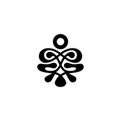 Abstract Black and White Ornament on White Background