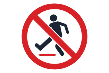 No Running Symbol with Red Circle and Line Silhouette on White Background