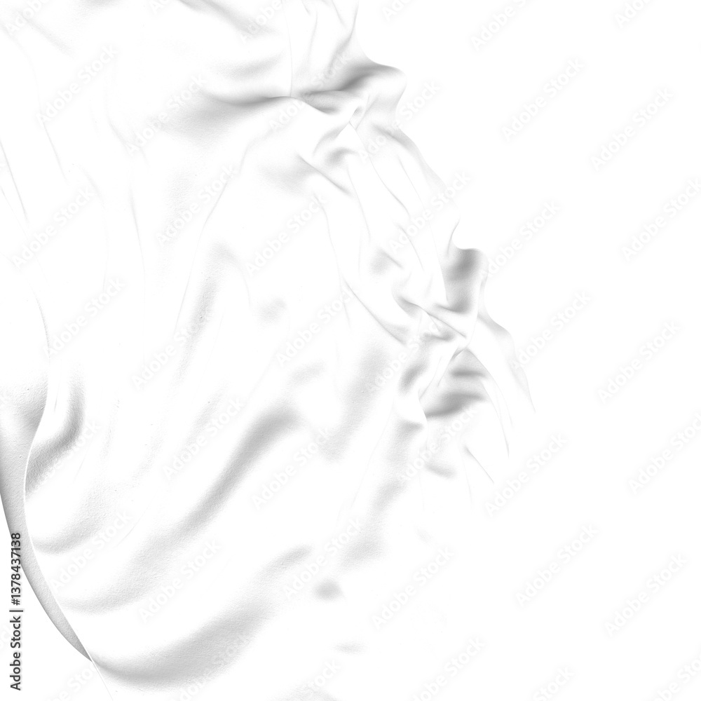 Poster A close up of a white fabric draped over a black background, creating a smooth and simple abstract composition.