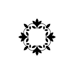 Elegant Black Floral Wreath Design on Light Gray Background