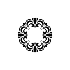 Minimalist Floral Wreath: Black Ornament on White, Elegant Vector Design