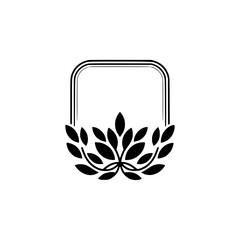 Minimalist Black Leaf Emblem in Frame, Elegant Design, Modern Logo Concept