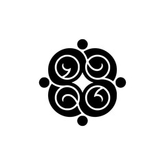 Abstract Black and White Swirls Logo Element, Minimalist Design