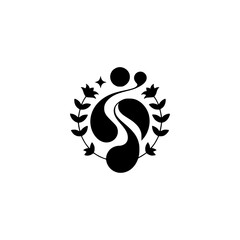 Obraz premium Abstract Wellness Symbol: Floral Emblem with Flowing Silhouette